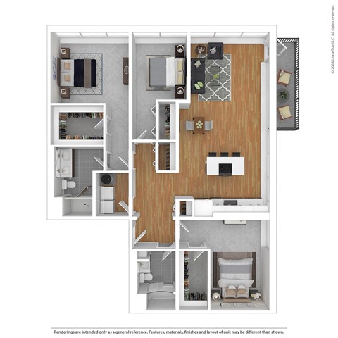 Floor plan for 3 beds, 2 baths, 1690 sqft